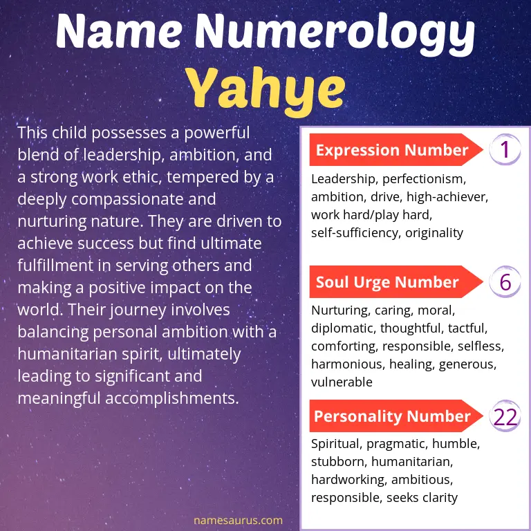 numerology of the name yahye.
