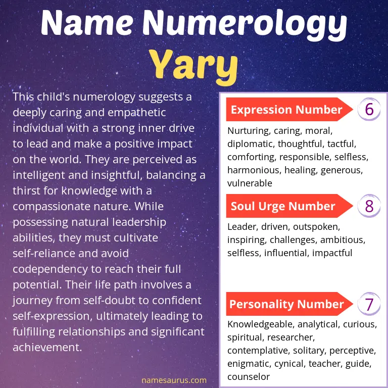 numerology of the name yary.