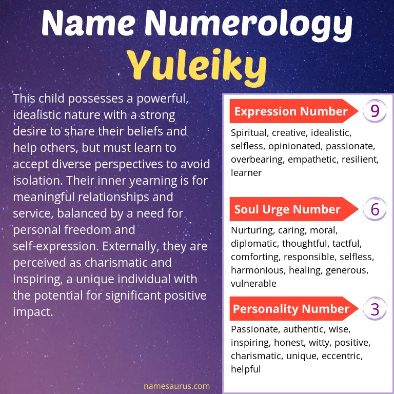 numerology of the name yuleiky.