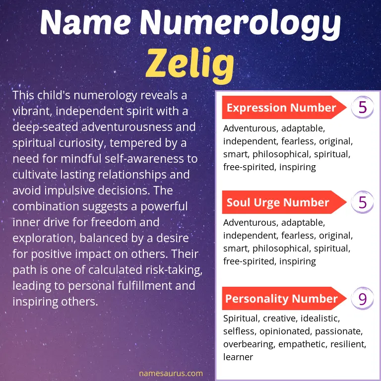 numerology of the name zelig.