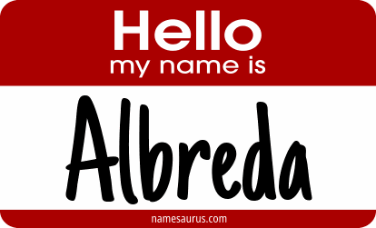 Hello my name is Albreda png download