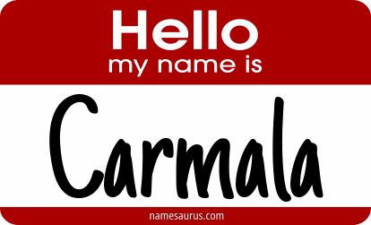 Hello my name is Carmala png download