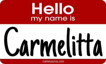 Hello my name is Carmelitta png download