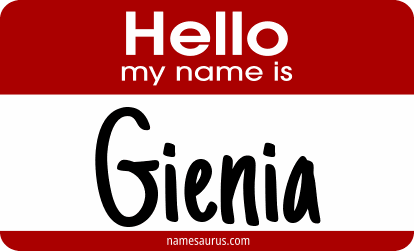 Hello my name is Gienia png download