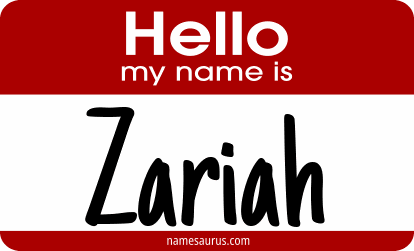 Hello my name is Zariah png download